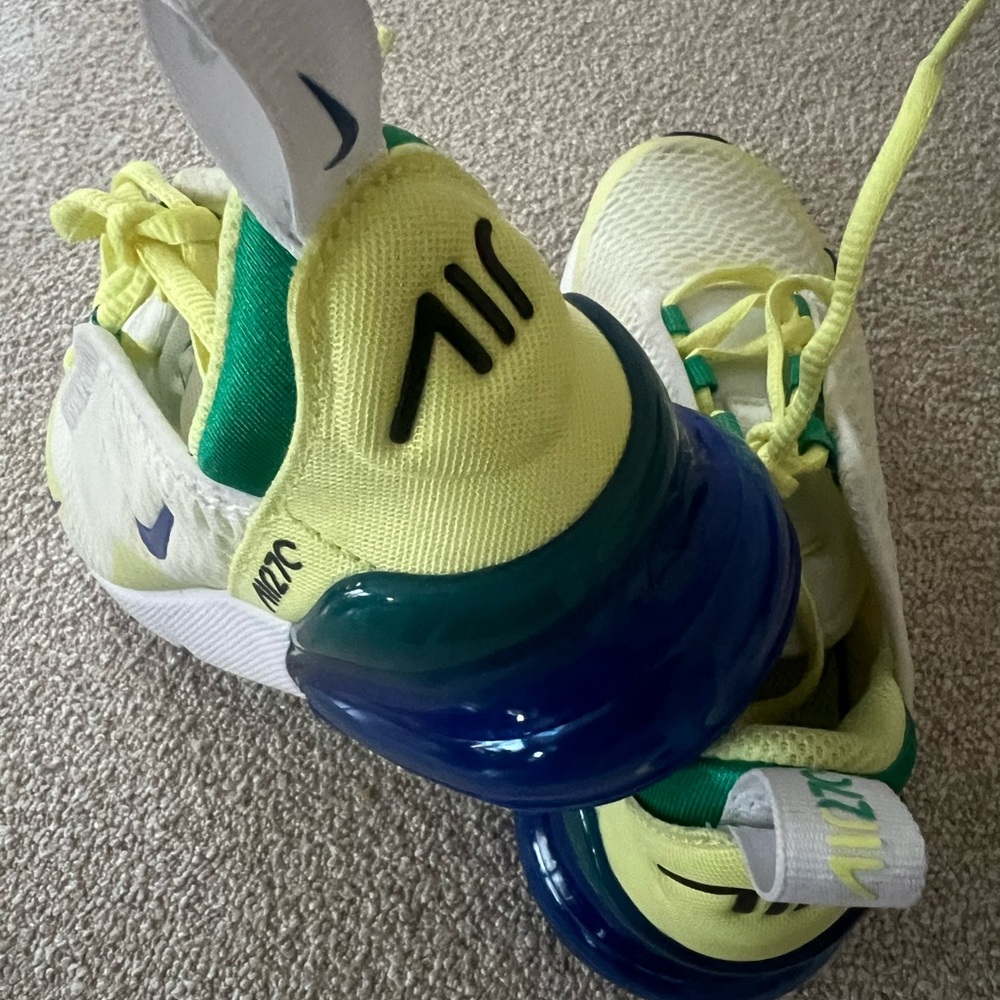 Nike Air Max 270 Kids Yellow and Blue Athletic Shoes